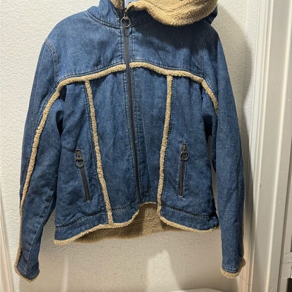 Carolina Colours Faux fur trim Denim Jacket Size XL hoodie - Picture 8 of 8